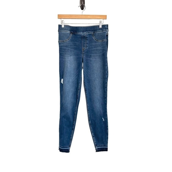 SPANX Womens Distressed Skinny Denim Legging Sz Medium Blue Medium Wash 20203R - Picture 3 of 9